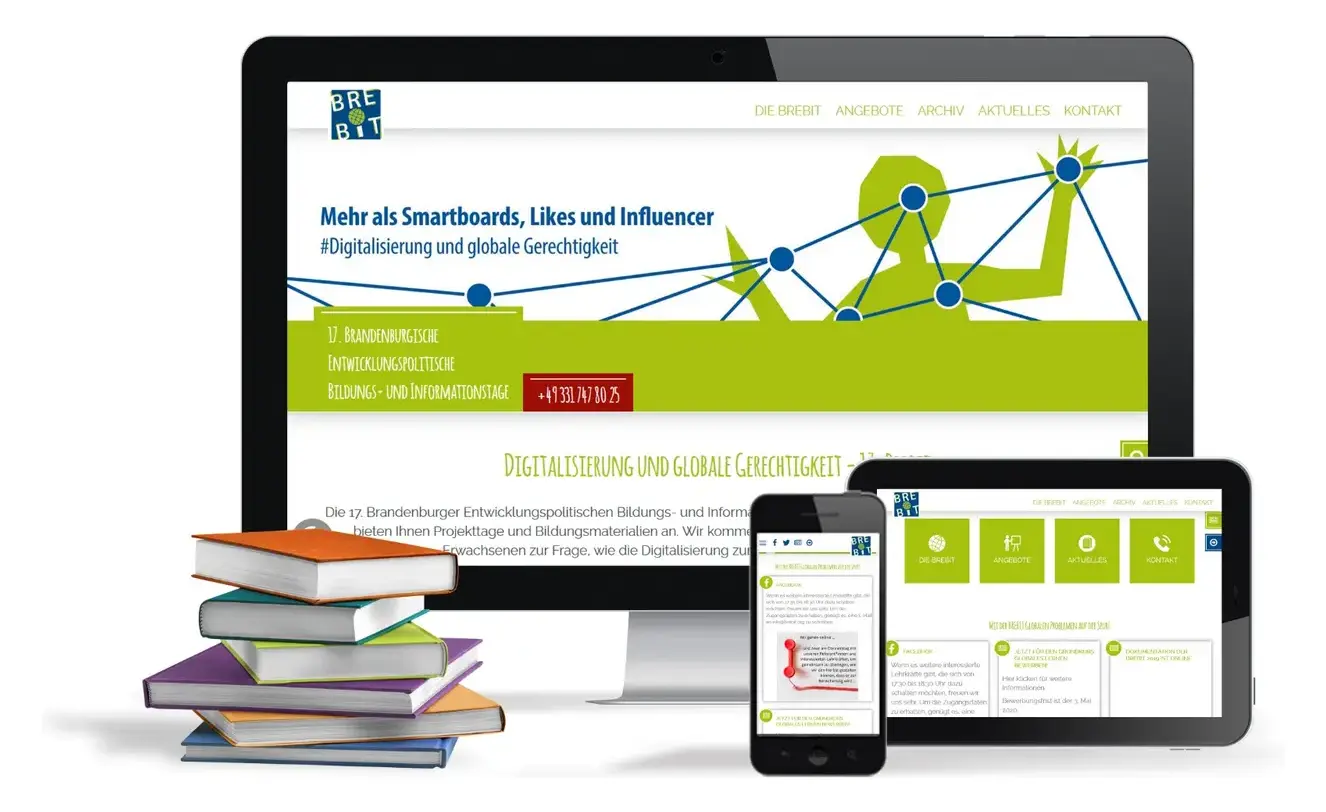 Projektansicht der BREBIT Website auf mehreren Endgeräten